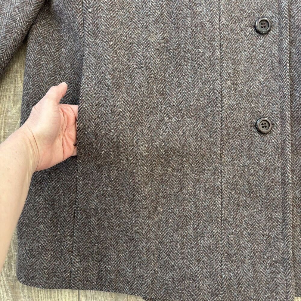 Vintage Jill Jr Womens Herringbone Wool Coat Size M/L 60s Union Made USA Classic - Picture 2 of 16
